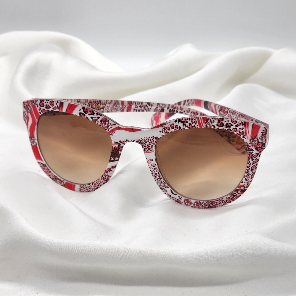 Betsey Johnson Pink & White Leopard Cat Eye Sunglasses